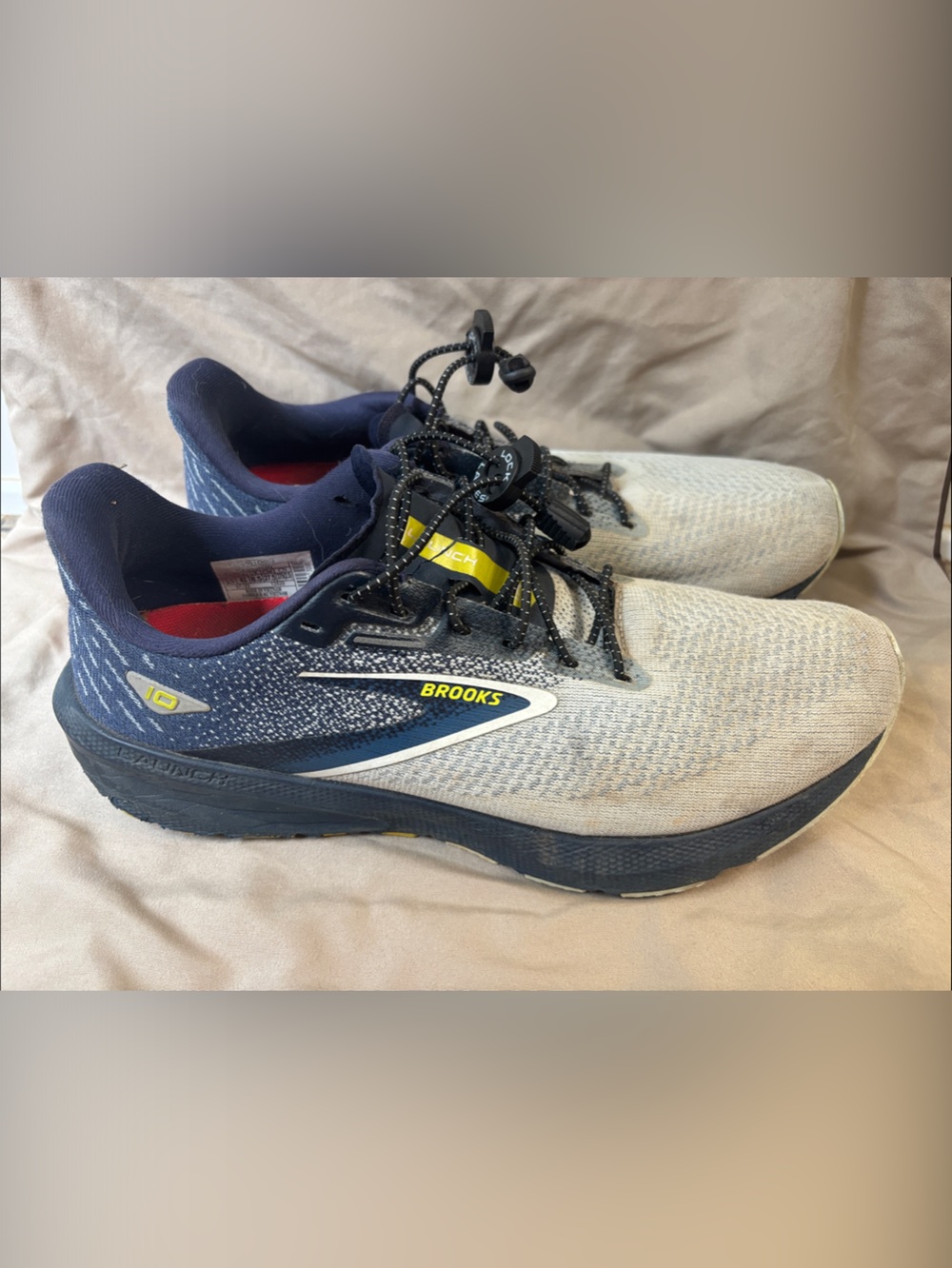 Brooks Neutral-Run Shoes in Navy Blue, Gray and Yellow Accents